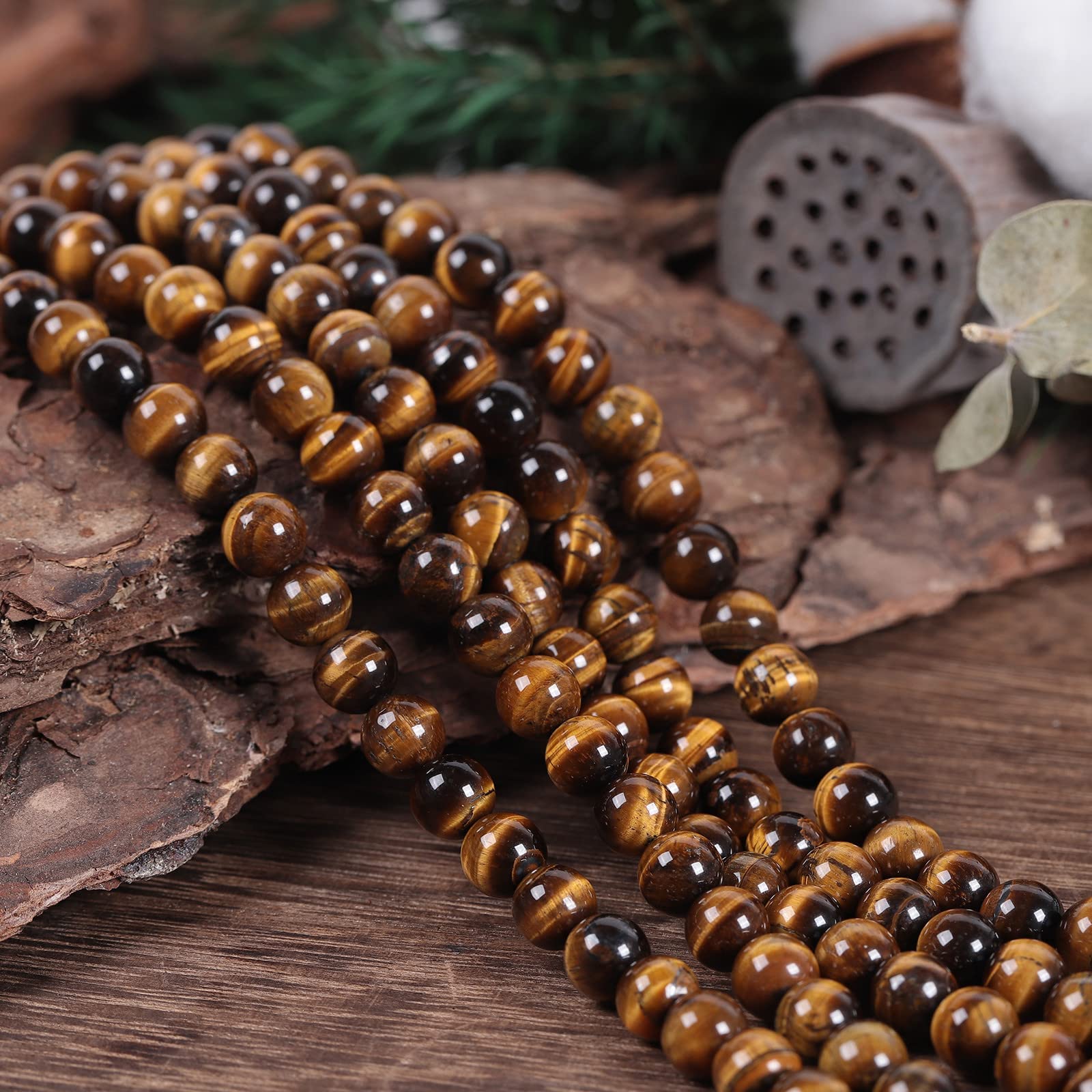 Nupuyai Tiger's Eye 8mm Round Crystal Stone Beads for Jewelry Making DIY Bracelet Necklace Polished Stone Loose Beads Strand 15" - Image 3