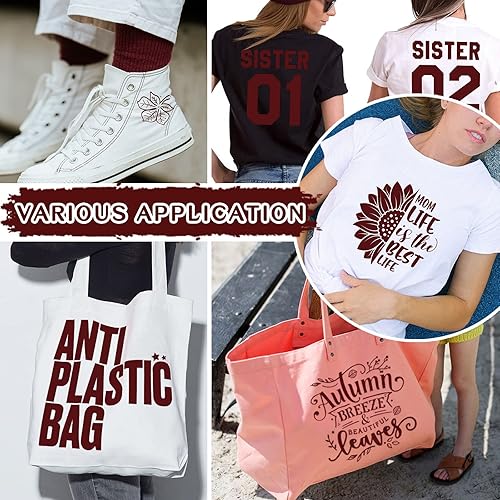 Miniatura 9 de WRAPXPERT Rollos de vinilo de transferencia de calor HTV granate y amarillo para camisetas de 12 x 12 pies, vinilo para planchar en vinilo borgoña y