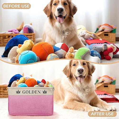 Miniatura 4 de Cesta de almacenamiento personalizada de juguetes para perros, contenedor de juguetes plegable personalizado con nombre de mascota y foto,