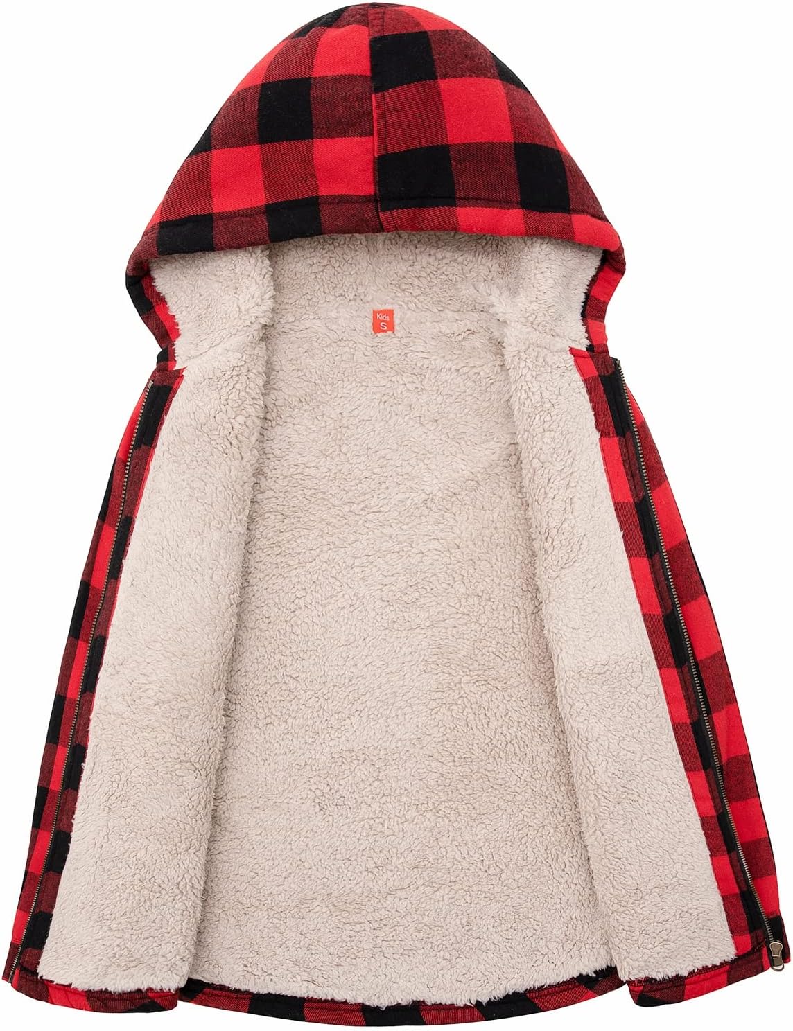 ThCreasa Girls Plaid Flannel Jacket Sherpa Fleece Lined Zip Up Winter Shirts with Hood