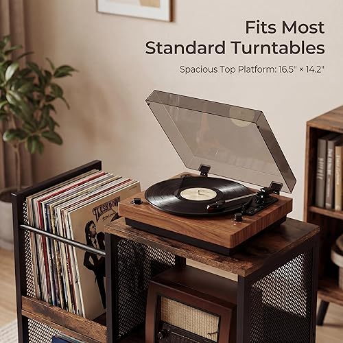 Miniatura 7 de KirKical; Soporte para tocadiscos de 3 niveles con almacenamiento de vinilo con capacidad para hasta 250 álbumes, armario de mesa de exhibición