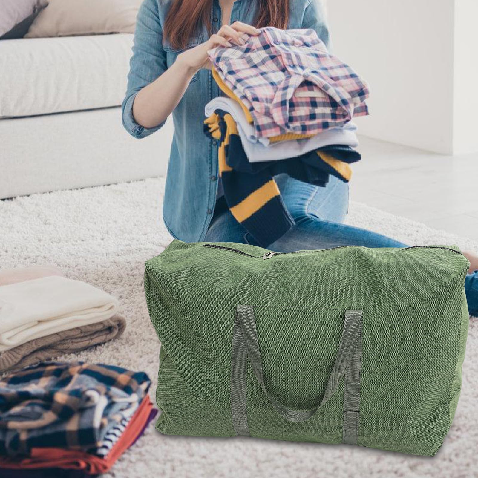 TOYANDONA Borsa Grande per Bagagli in Tela Canvas Manici, Capacità Extra Large per Back To School Party e Viaggi, Resistente e Funzionale Colore Casuale