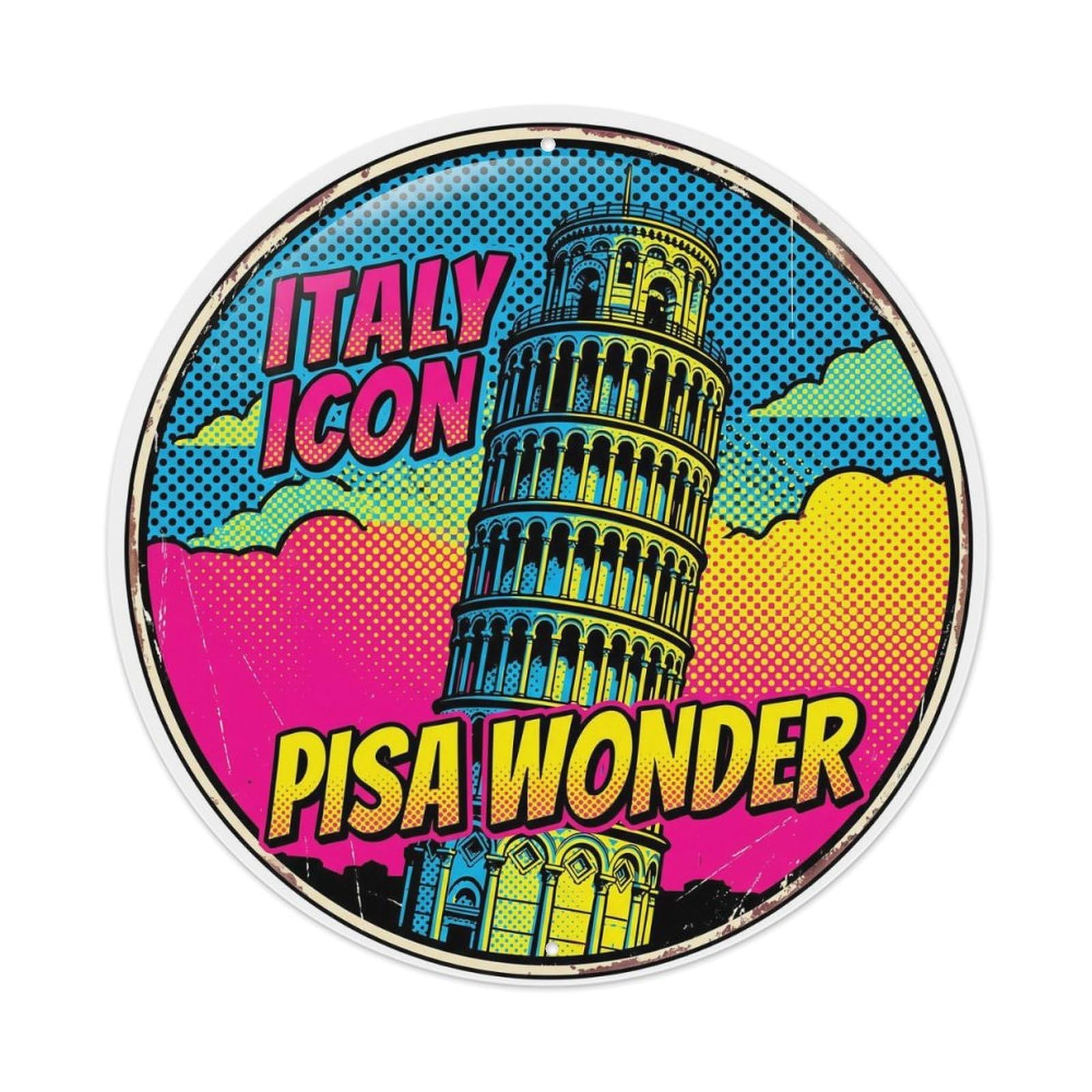 Vintage Travel Tower Italy Landmark 3029 Metal Tin Sign