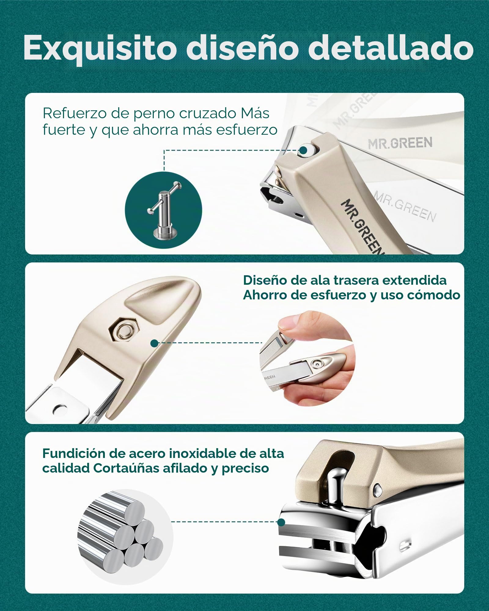Cortador de uñas para Uñas Gruesas, Profesional con Colector, Acero Inoxidable de Grado Médico, fino y Duro.Juego de Cortauñas para Hombres y Mujeres