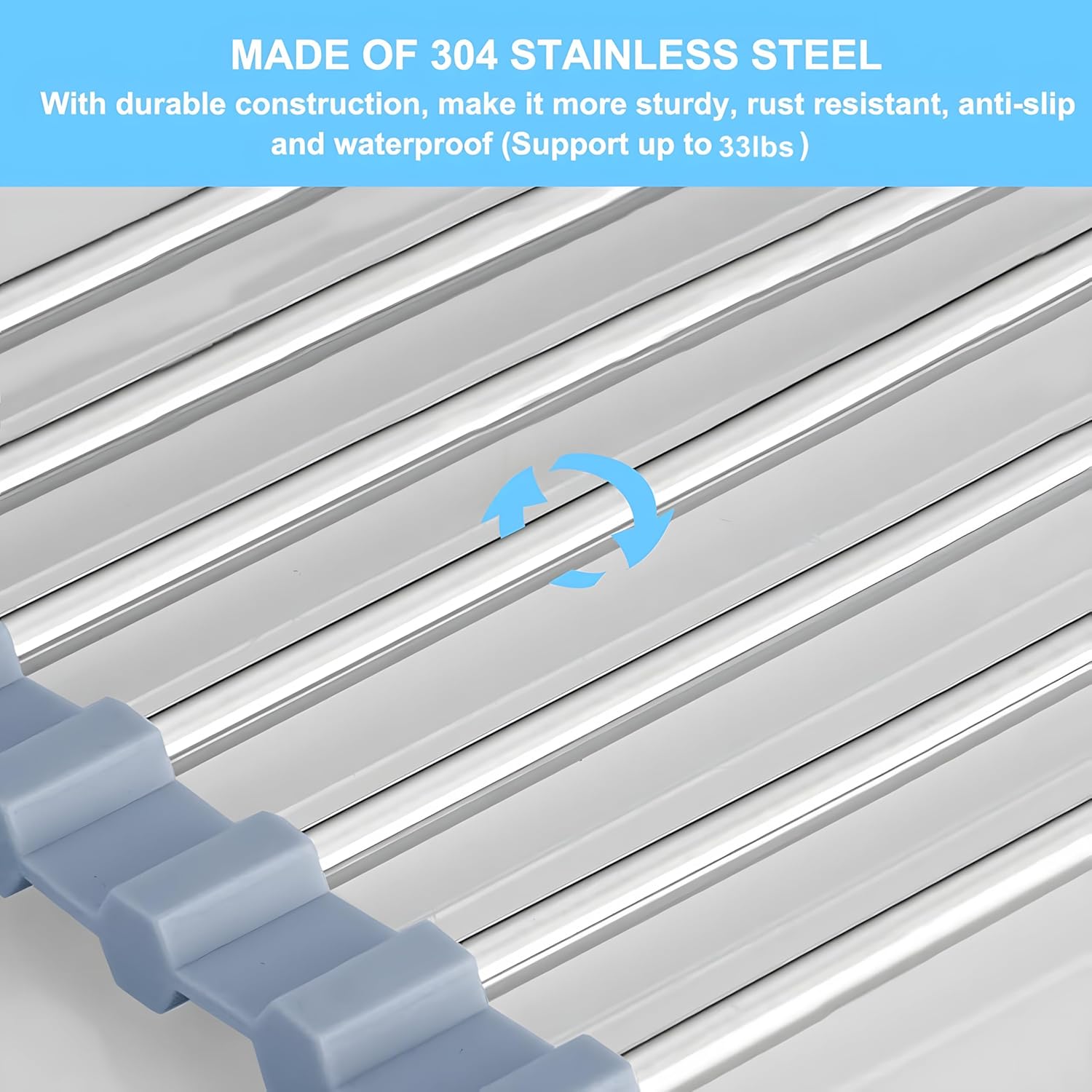 Bokexing Roll up Dish Drying Rack Over The Sink Kitchen Roll up Sink Drying Rack Portable Dish Drainer Foldable Dish Drying Rack (Grey, (37 * 30) CM) - Image 5