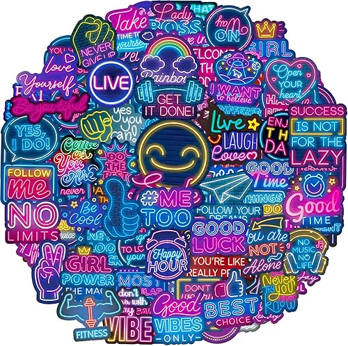 Calcomanías Motivacionales Inspiradoras 100 Piezas Paquetes de Calcomanías de Neón con Citas de Afirmación Positiva, Premios de Aula para Maestros