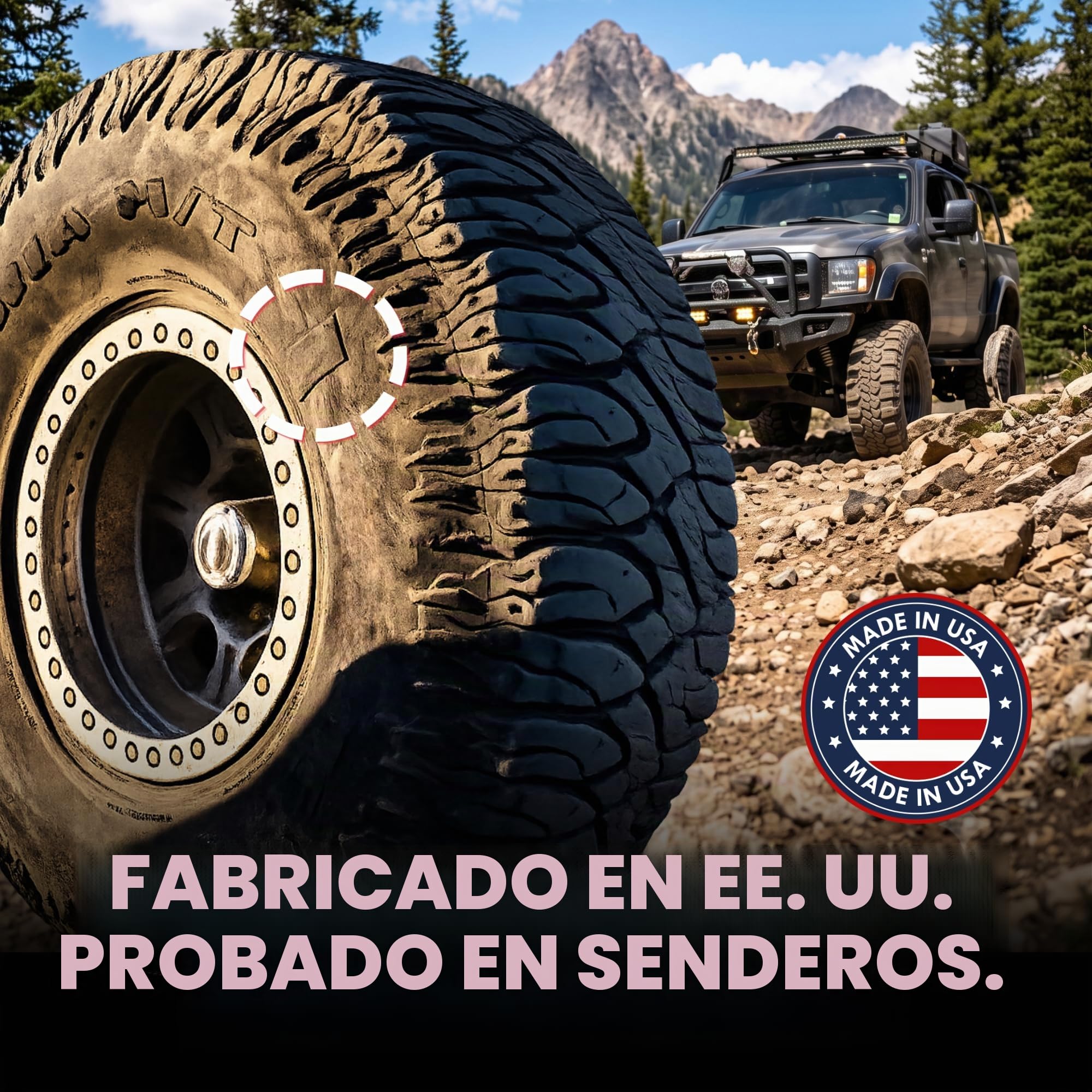 GlueTread - Kit de conexión externa para neumáticos sin cámara, sin necesidad de quitar el neumático, el kit incluye suficiente material para reparar 4 neumáticos, kit de reparación de pared lateral