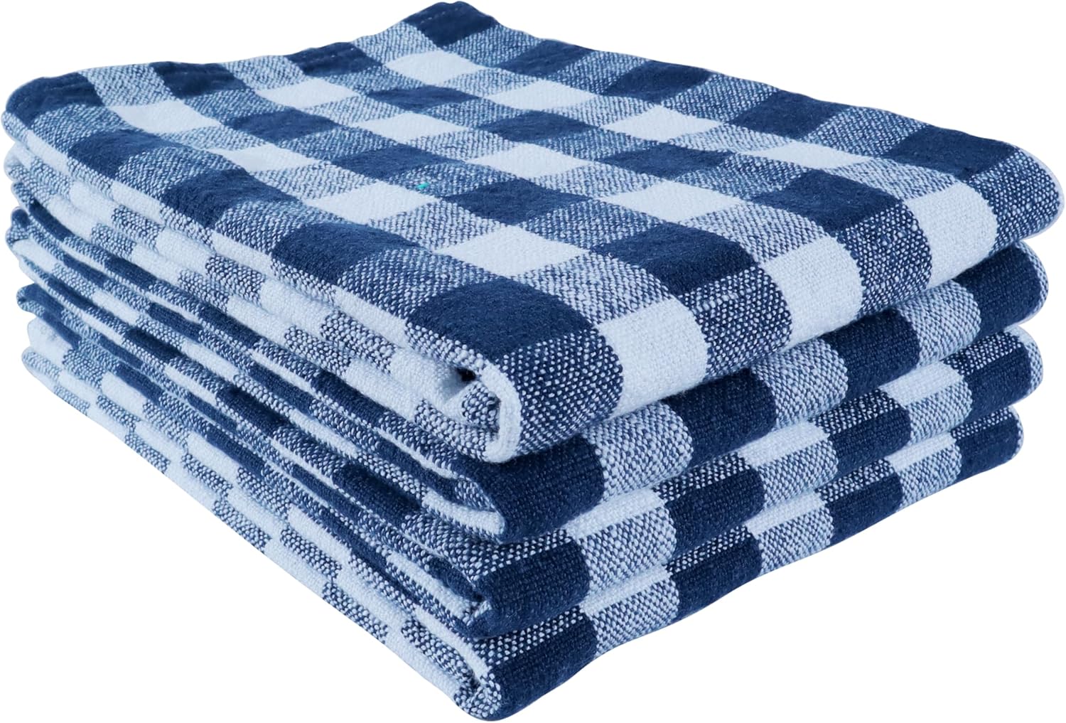 AMOUR INFINI Kitchen Towels Set of 4 Buffalo Checks Blue/White Kitchen Towels 20X28 Inches 100% Cotton Highly Absorbent Kitchen Towels Premium Quality Ultra Soft Mitered Corners KitchenTowels