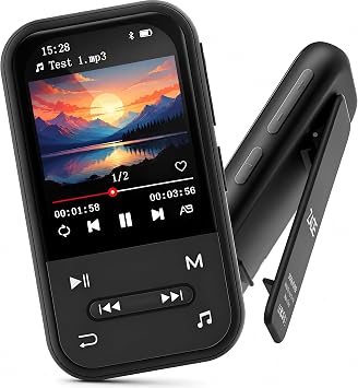 128GB Clip MP3 Player with Bluetooth 5.3, Music Player with FM Radio & Voice Recorder, E-Book, Portable Music Player Running & Workout, Supports up to 512GB, Earphones Included