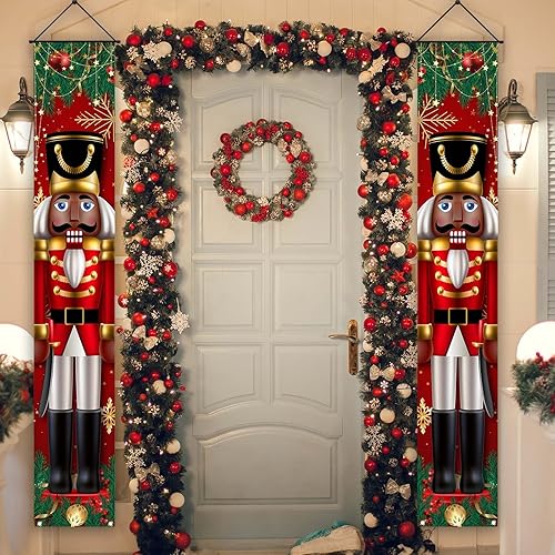 Miniatura 4 de Decoraciones navideñas negras de soldados de Navidad, pancarta para puerta, porche, decoración al aire libre, Navidad, invierno, vacaciones, hogar,