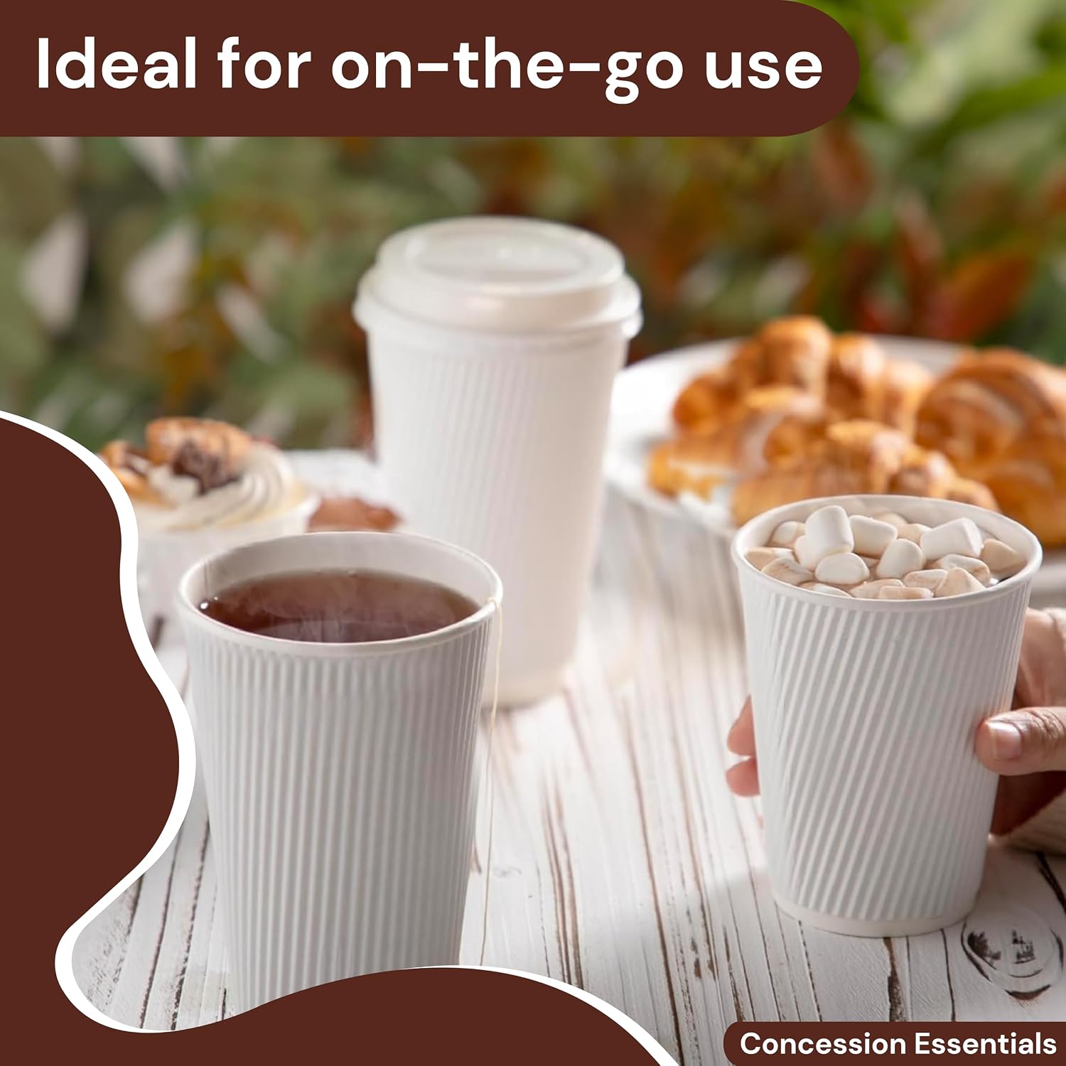 16oz Double Wall Ripple White Paper Coffee Cups- Pack of 25ct