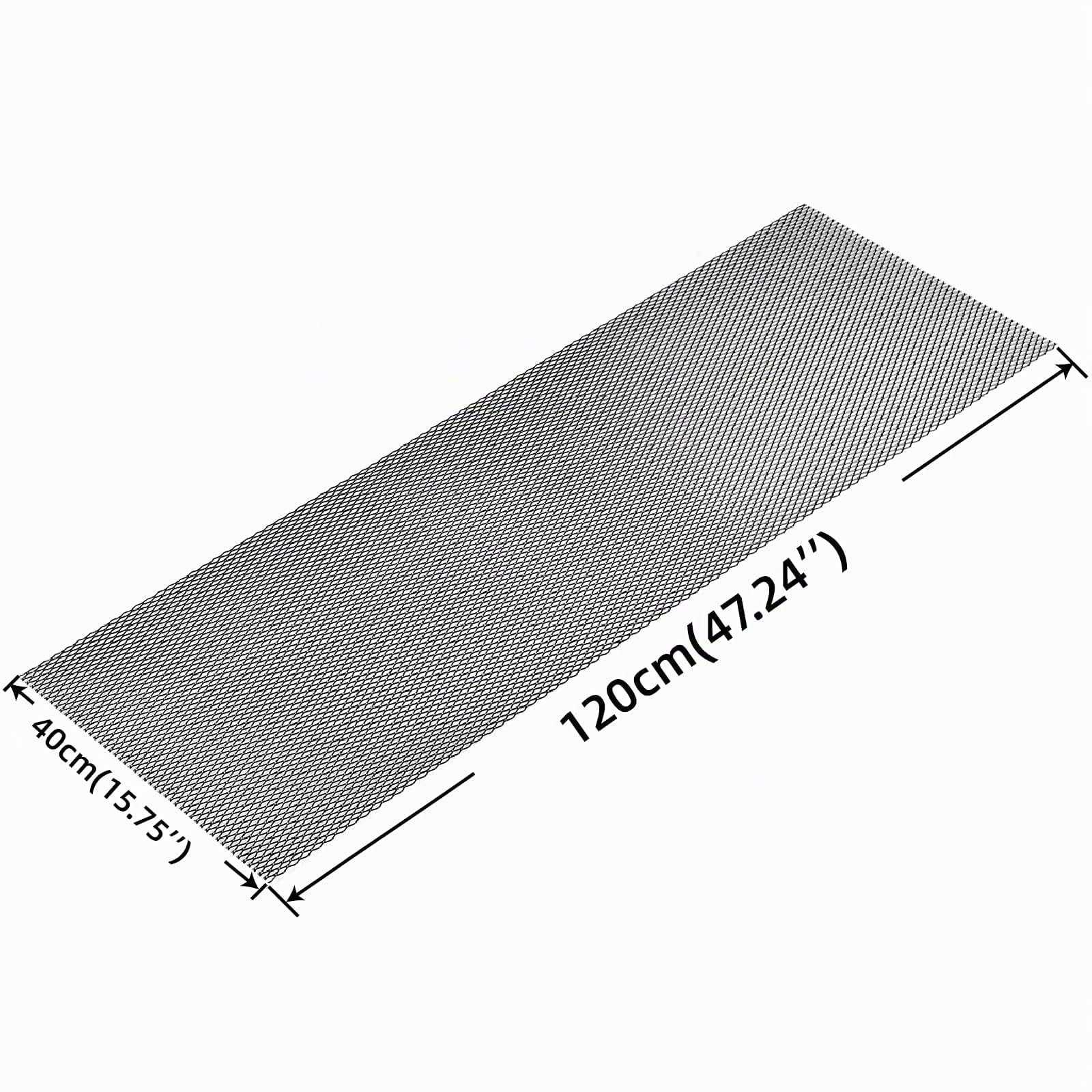 AggAuto 120×40cm Negro Rejilla de carreras, Tamaño del Rómbico de 6×12mm, rejilla estirada de aleación de aluminio, ajuste universal rejilla del radiador del automóvil