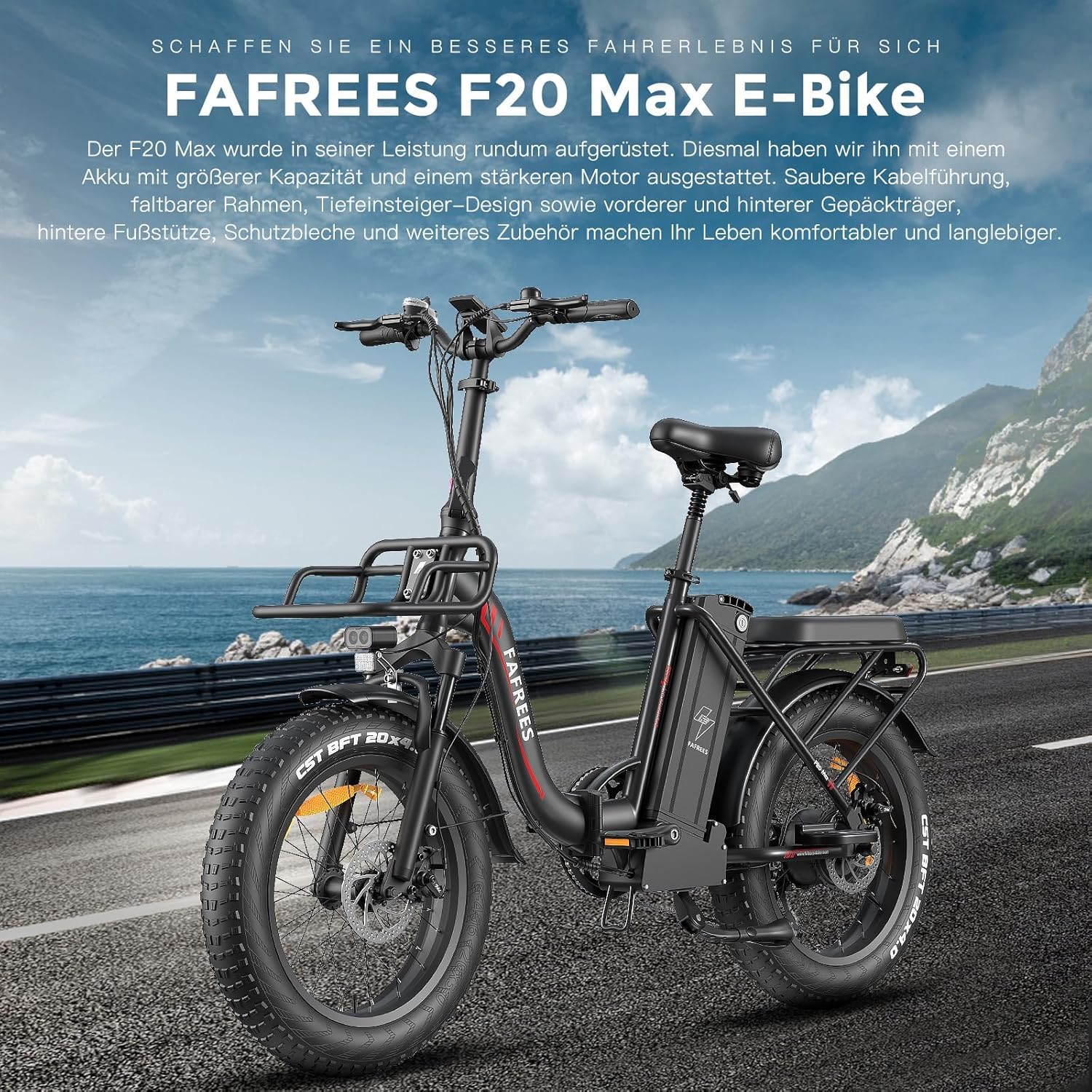 Fafrees F20 MAX [ Offiziell ] E-Bike Herren 20 Zoll 48V 30AH Akku Fatbike Ebike Klapprad, E Bike Damen Elektrobike Mountainbike Bremslicht 54N.m, Elektrofahrrad 150kg