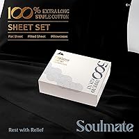 Vista 3 de Mayfair Linen - Juego de sábanas de algodón 100 % de 500 hilos, tamaño matrimonial, 4 piezas, sábana de algodón (negro), suave, refrescante, sábana