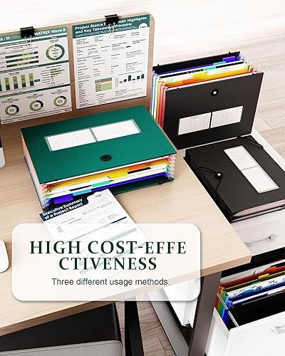 Miniatura 4 de Oterri Carpetas colgantes de plástico, carpetas colgantes expandibles para tamaño carta, organizador de archivos de acordeón con gran capacidad,