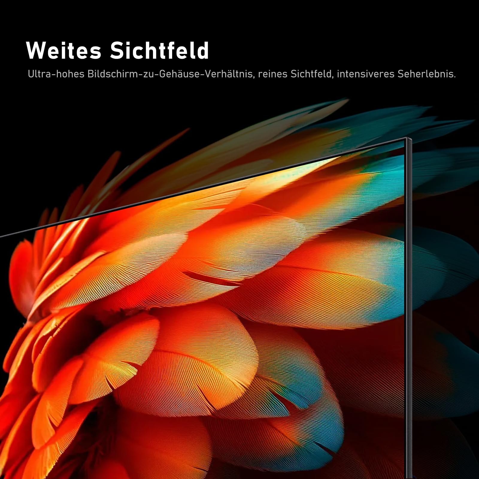 43-Zoll Full HD Smart TV, D-LED-Hintergrundbeleuchtung Fernseher, randloses Design, HDMI, USB, DVB-T2/S2, RJ45-Anschluss, großer Bildschirm für Wohnzimmer, Schlafzimmer, Heimunterhaltung- schwarz