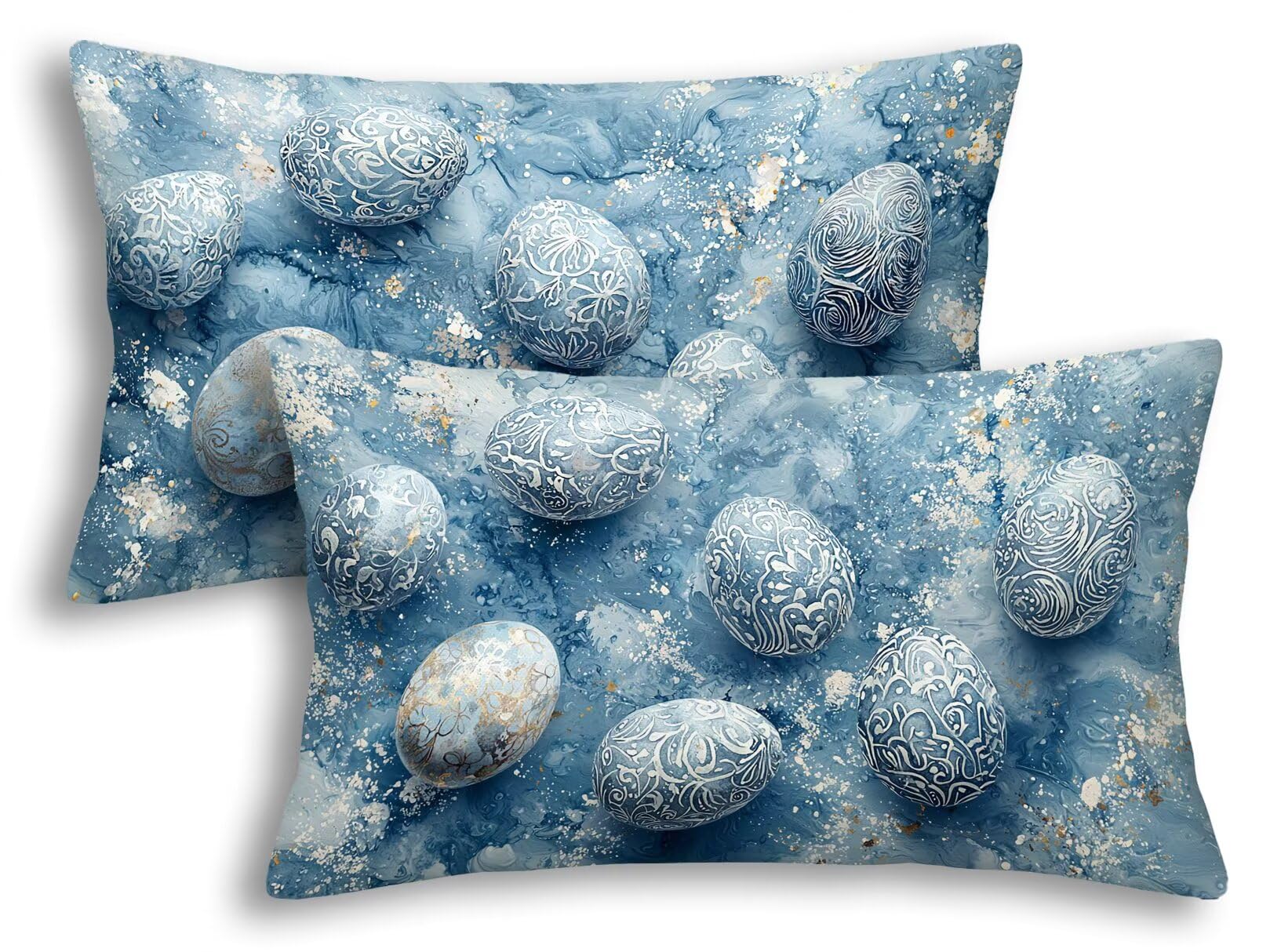 Housse coussin 40x80 velours bleu rectangulaire | Taie d'oreiller salon