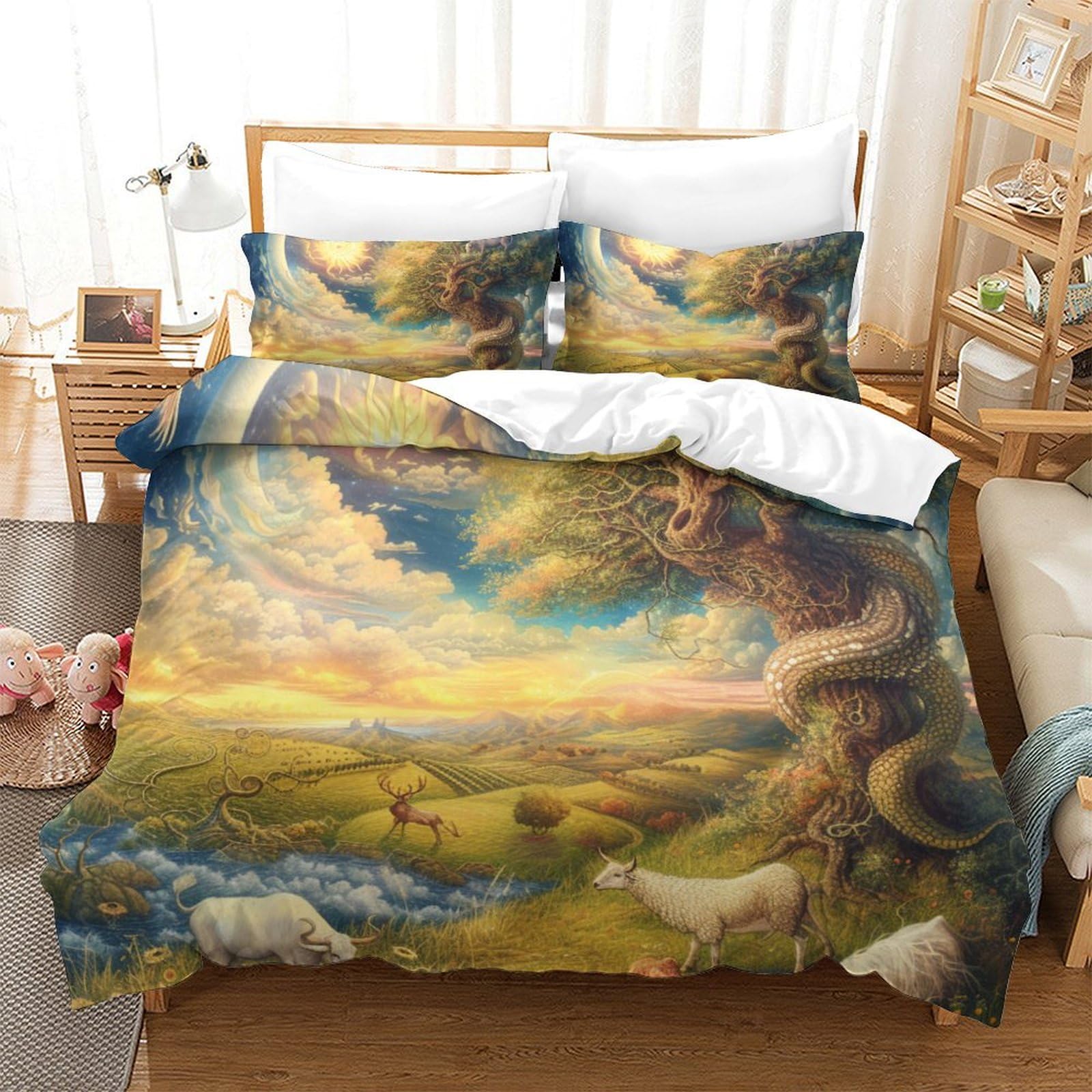 Housse de couette animaux de la jungle pour chambre d'enfant et suite parentale