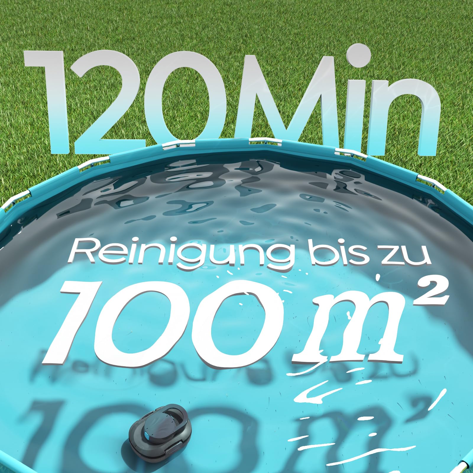 S1PRO 2026 Upgrade Poolroboter mit 120 Min Automatisch Reinigungszeit, Poolsauger Akku mit Dual-Motoren, 2,5H Ladezeit, Leichter Poolreiniger für Oberirdische Pools bis 100 m², Grau