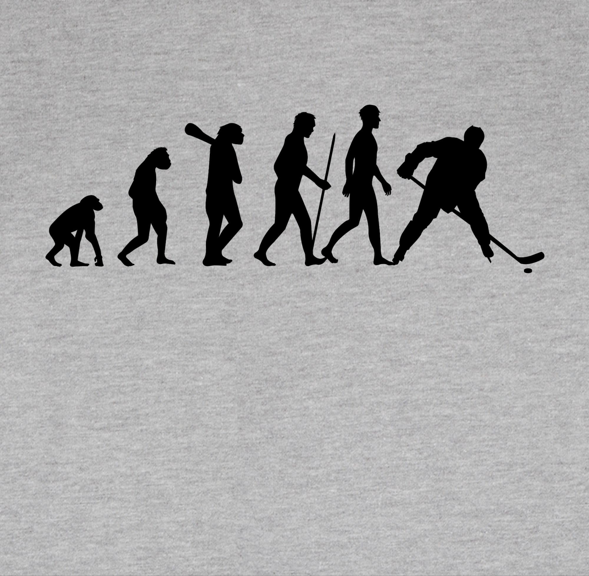 Pullover Herren Frauen Hoodie Kontrast zweifarbig - Eishockey Evolution - L - Grau meliert/Navy Blau - geschenk hockey eishockey-evolution pulli für eishockeyfans hoodies ice entwicklung hoody fans