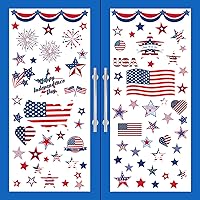 Vista 1 de Decoraciones del 4 de Julio Calcomanías Patrióticas para Ventanas de EE.UU. Calcomanías de Ventana Artísticas de Doble Cara EE.UU. Día