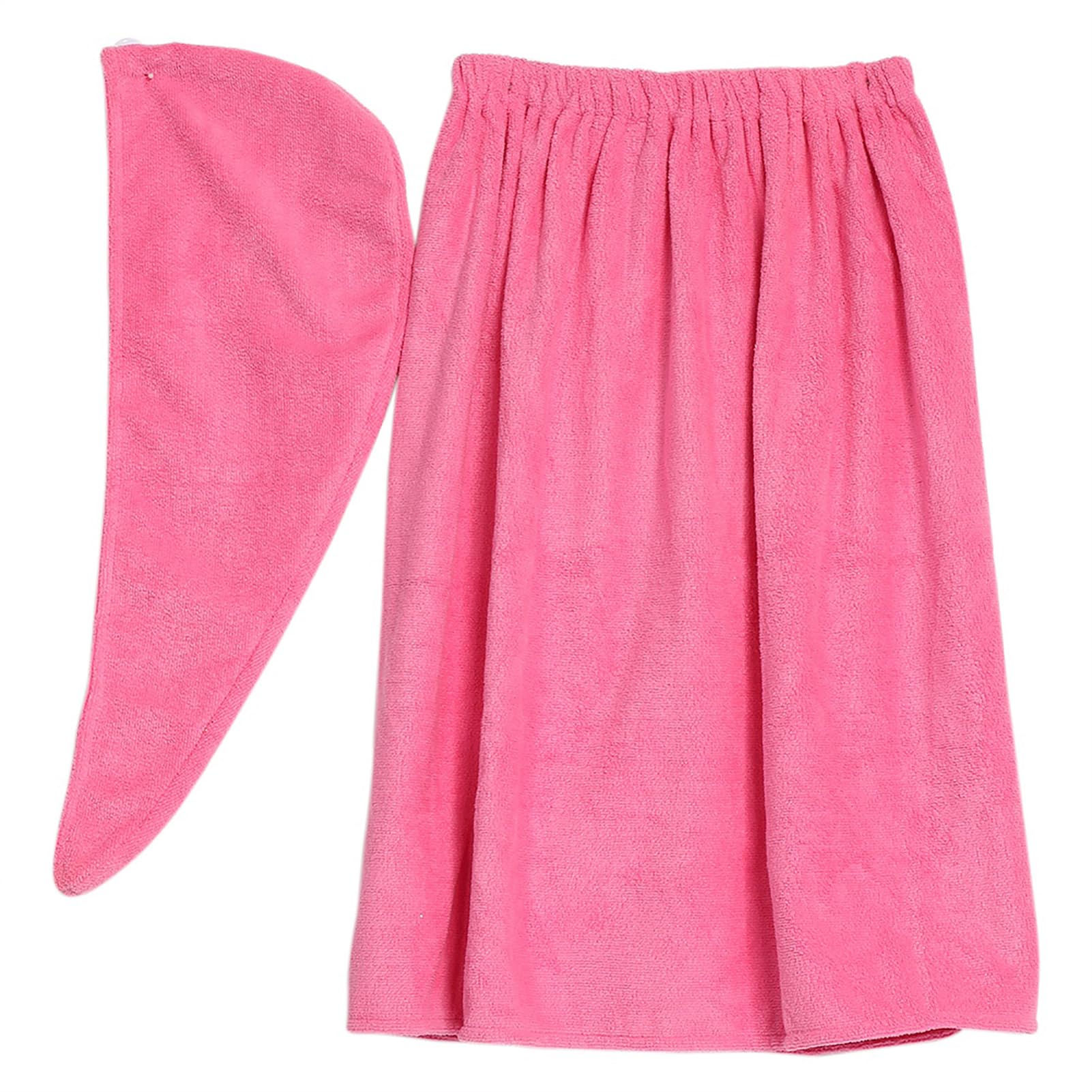 Yctze Set Asciugamano con Cappuccio per Capelli Asciugatura Rapida (Rosa