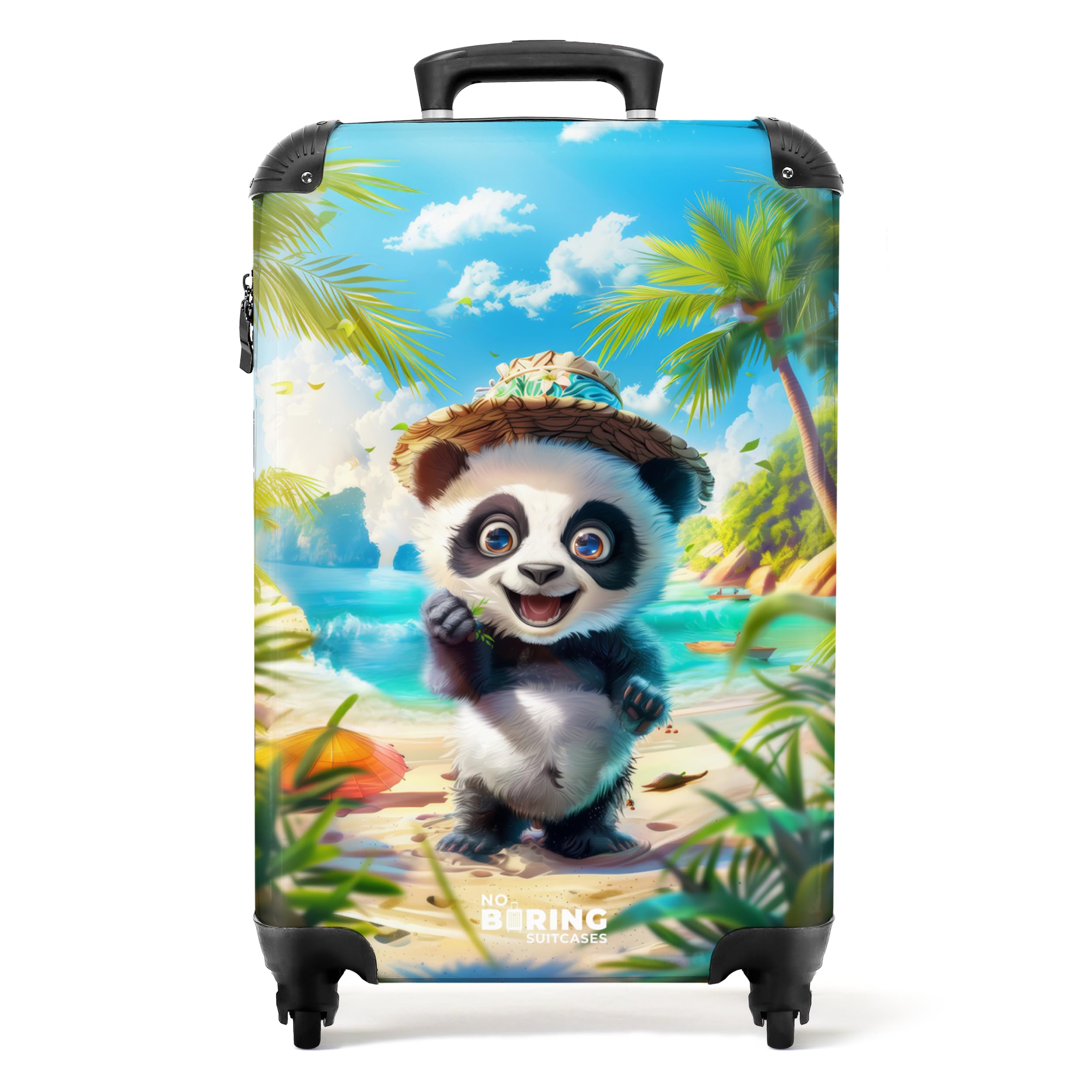 NoBoringSuitcases.com Valise Enfant Cabine à Roulettes 55x35x25cm - Collection Panda Tropical