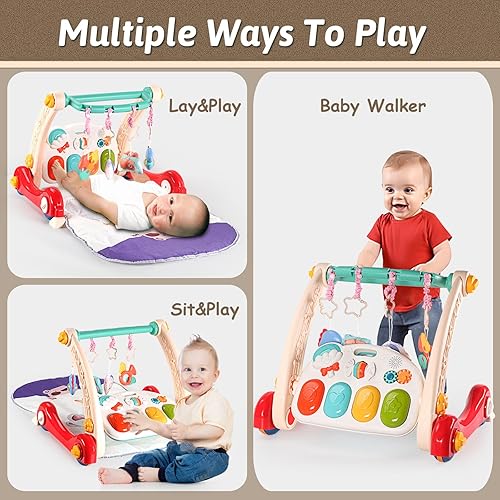 Miniatura 2 de Gimnasios y tapetes de juegos para bebés, centro de gimnasio para actividades de piano para patear y jugar, para el tiempo boca abajo, con piano