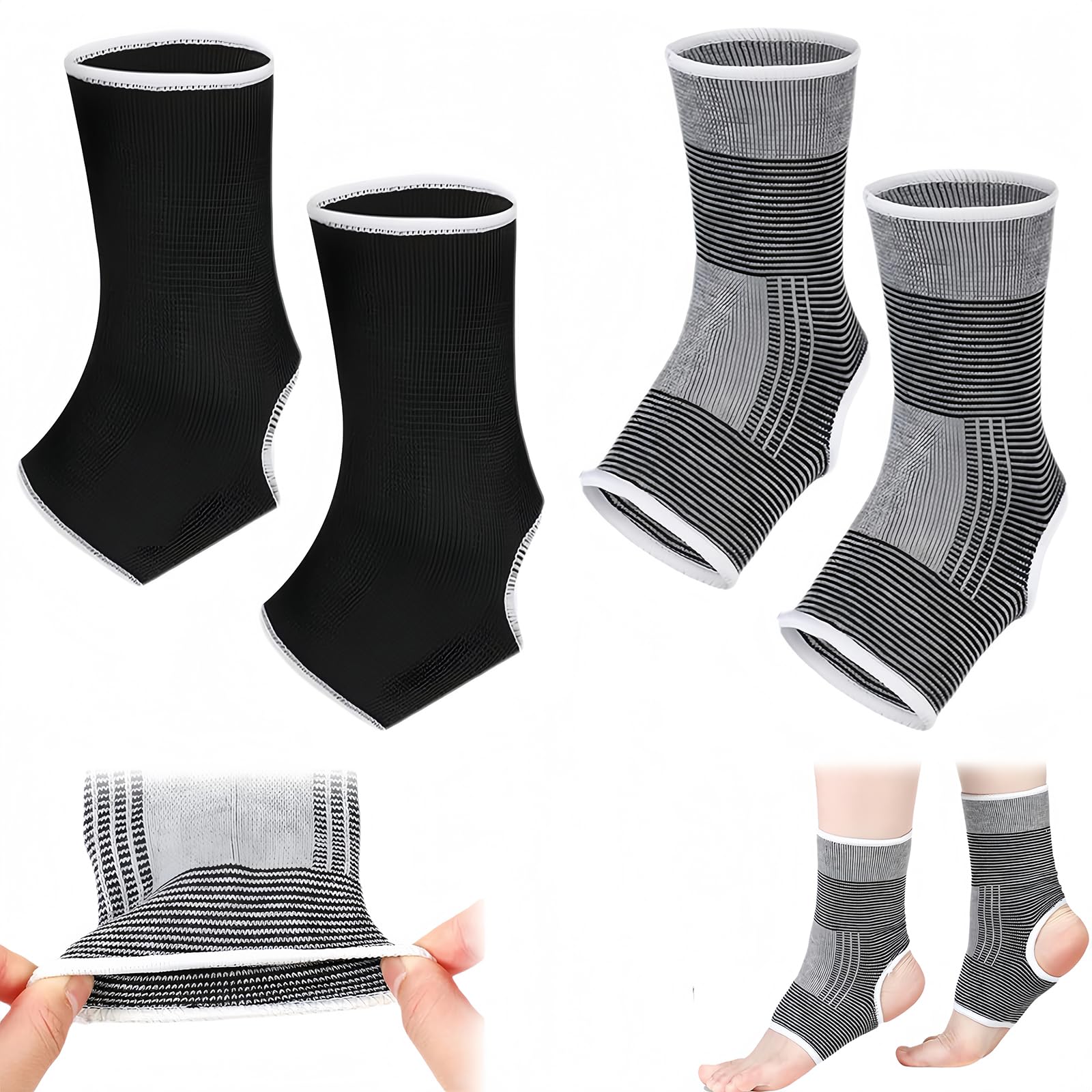 Chevillière Enfant Sport Compression Respirante en Polyester Coton, Bande de Soutien Cheville sans Talon, Chaussette Talon Ouvert, Protection Cheville pour Football Basketball Danse Course Entraî