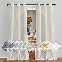 Vista 76 de NICETOWN Cortinas semitraslúcidas con textura de lino, con ojales, tratamiento de ventanas, cortinas verticales de lino con filtro de luz para sala