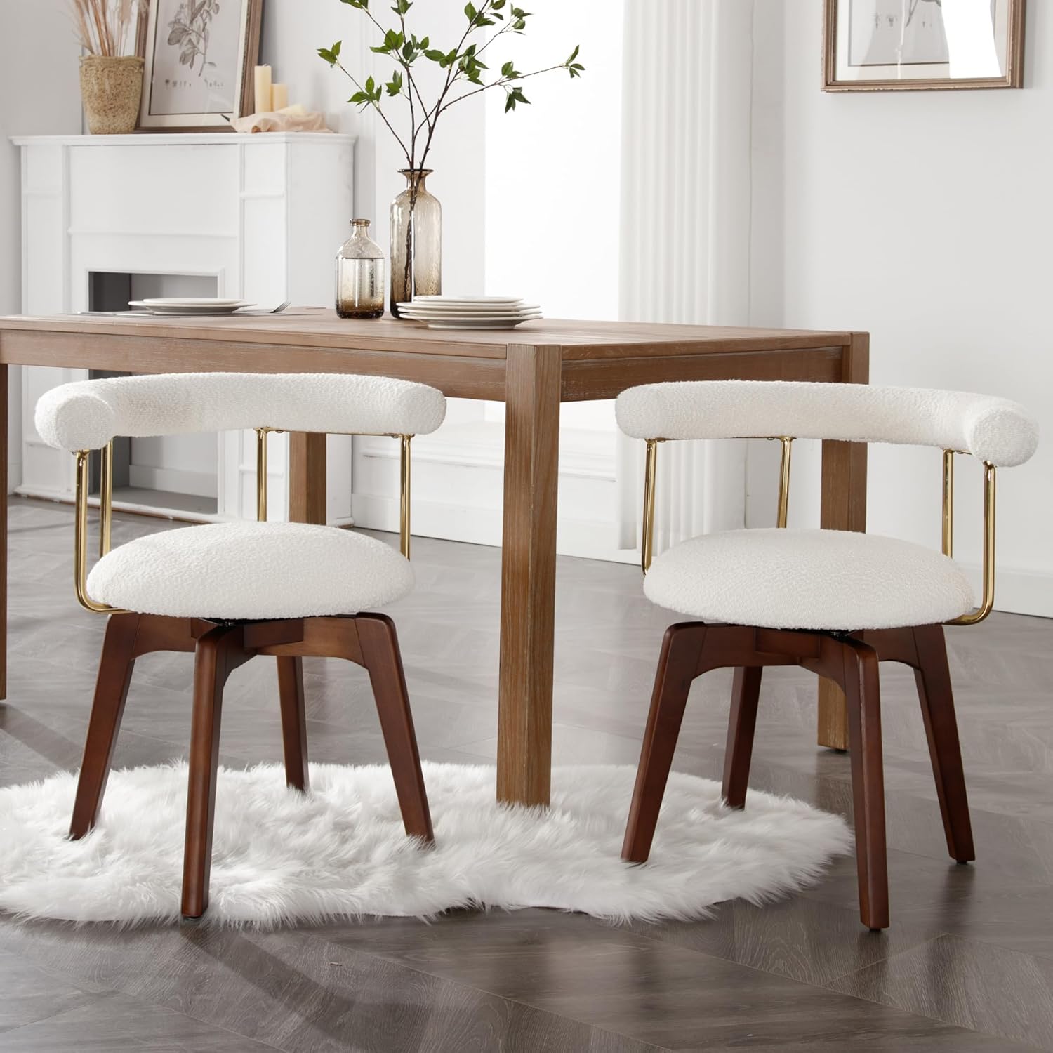 Shunzhi Mid Century Modern Swivel Dining Chairs Set of 2