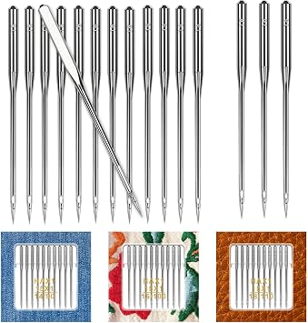 60 PCS Heavy Duty Sewing Machine Needles, Universal Size 90/14 100/16 110/18 Sewing Machine Needles for Leather Jeans Canvas Thick Fabric Autumn Coat