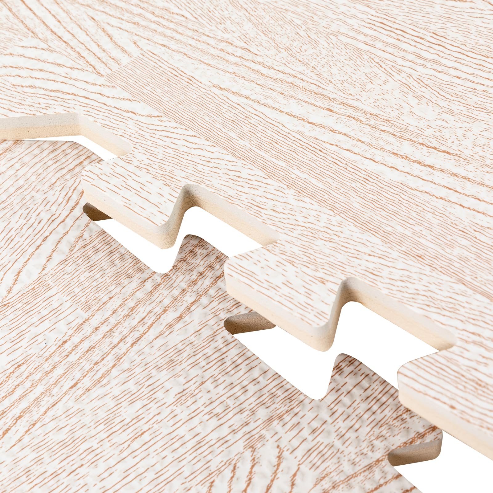 Płytki podłogowe z pianki, 25 sztuk, 60 x 60 cm, 10 mm grubości, pianka EVA, hybrydowa mata z rysunkiem słojów drewna, 9 m² płytki na klik, do salonu, biura, studia fitness, białe drewno
