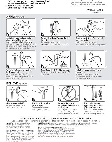 Miniatura 10 de Command Hooks, Black, 3 lb Capacity Outdoor Water-Resistant Strips 2-Hooks 4-Strips Damage-Free