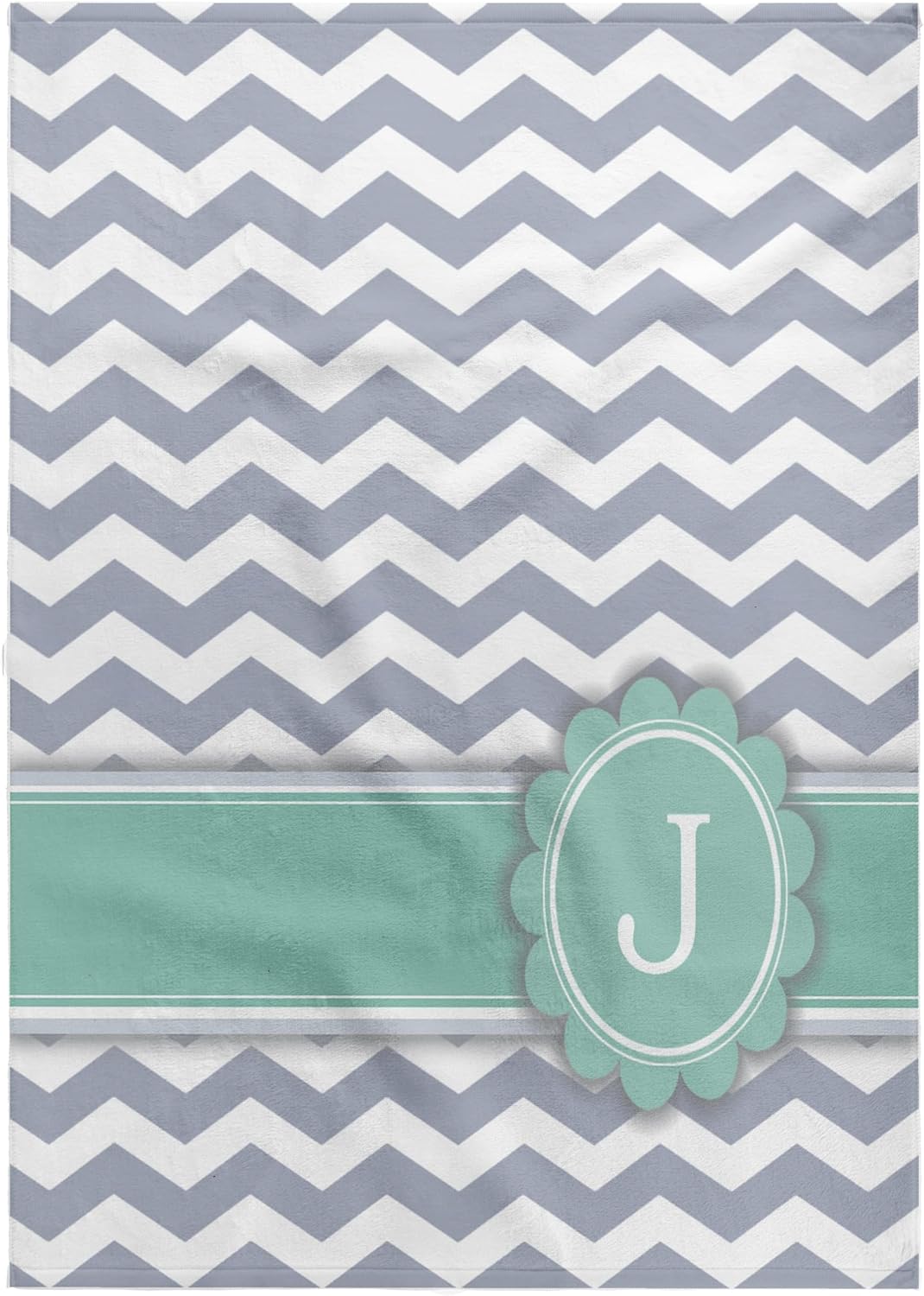 3dRose Letter J Monogrammed on Grey and White Chevron with Mint - Gray Zigzags - Personal Initial Zig Zags 22x30 Bath Hand Pool Towel