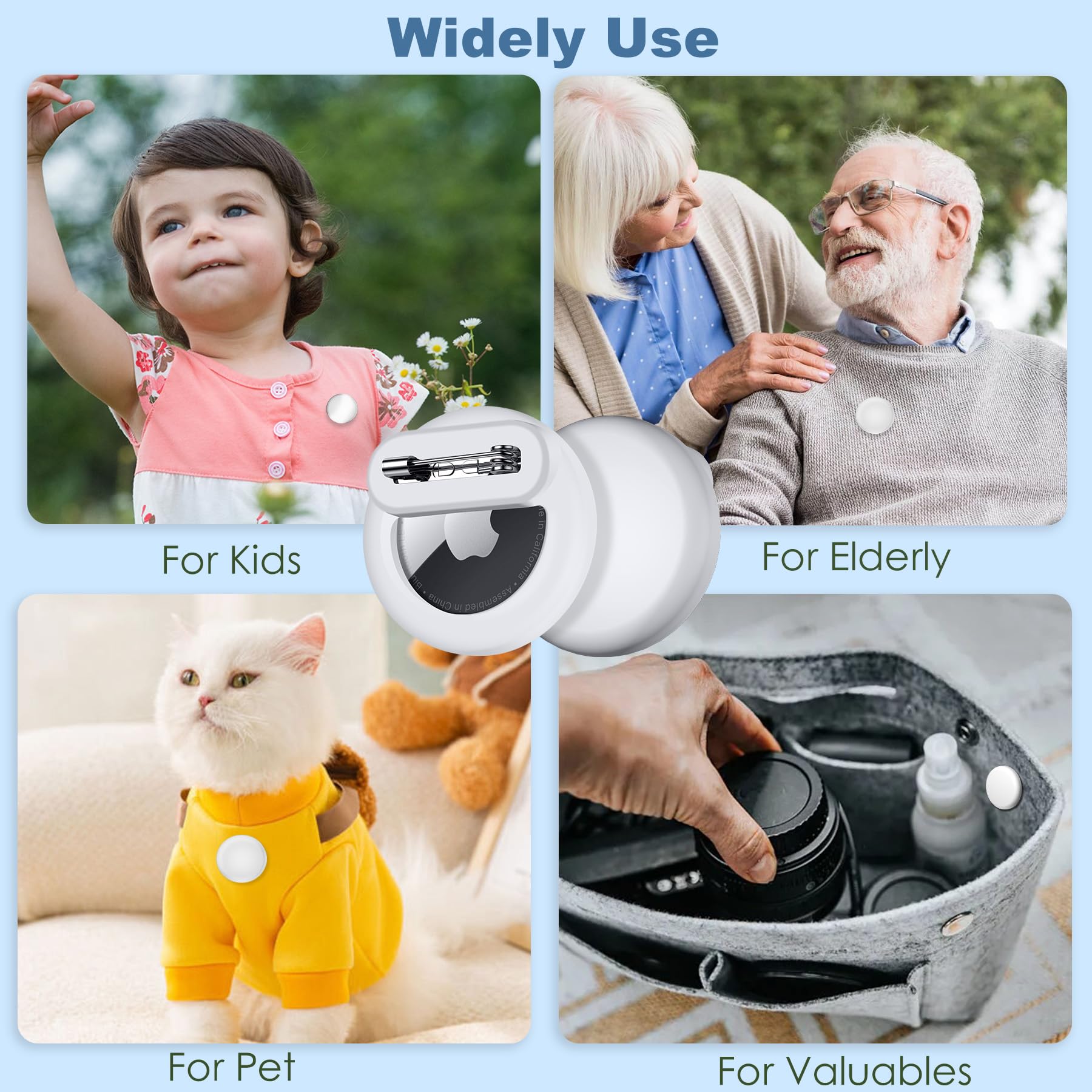 Supporto tracker per AirTag Gen 2/Gen 1 con pin, tracker GPS leggero nascosto sicuro per bambini, compatibile con Apple AirTag 2/1, per bambini, anziani, collare per animali domestici, scarpe