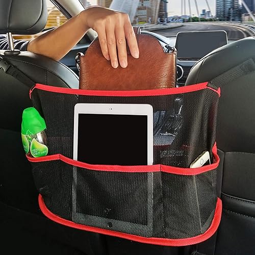 Miniatura 1 de Damocles Bolsillo de red para coche correa ajustable con hebilla grande soporte para bolsa de asiento de coche soporte de malla entre asientos