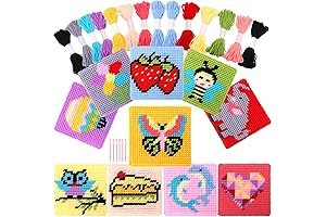 Pllieay Kids 10-in-1 Cross Stitch Beginner Kit for Age 5-8