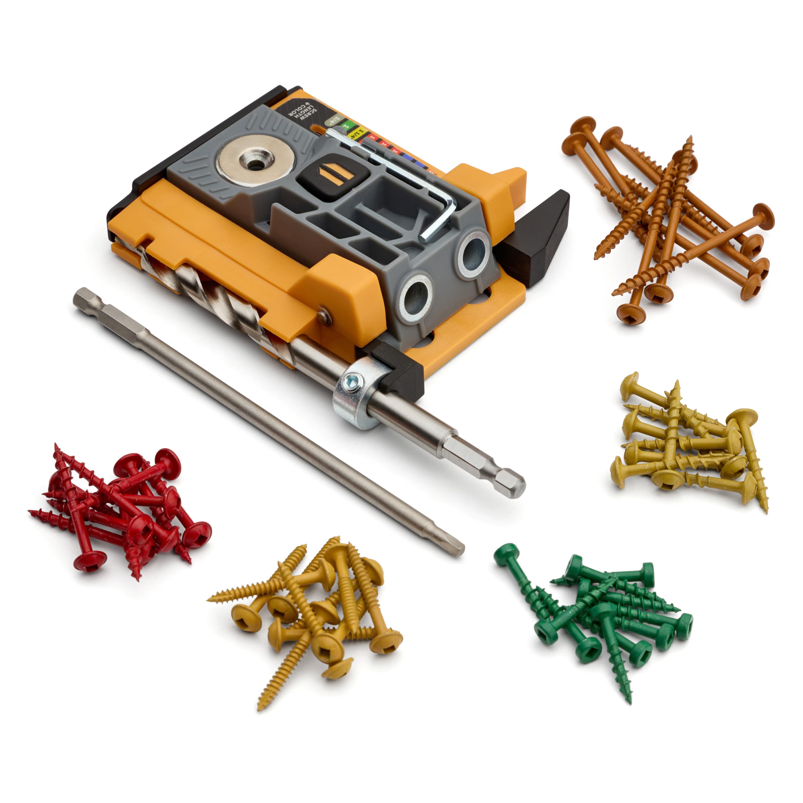 Bora Sunset Chevron Orange/Evening Red Mini-Jig Automatic Pocket Hole Jig, Auto-Adjust Drill Guide