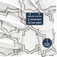 Vista 16 de LANE LINEN Sábanas ajustadas tamaño full, 100% algodón orgánico, juego de 3 piezas (1 sábana ajustada, 2 fundas de almohada), tejido percal, sábanas