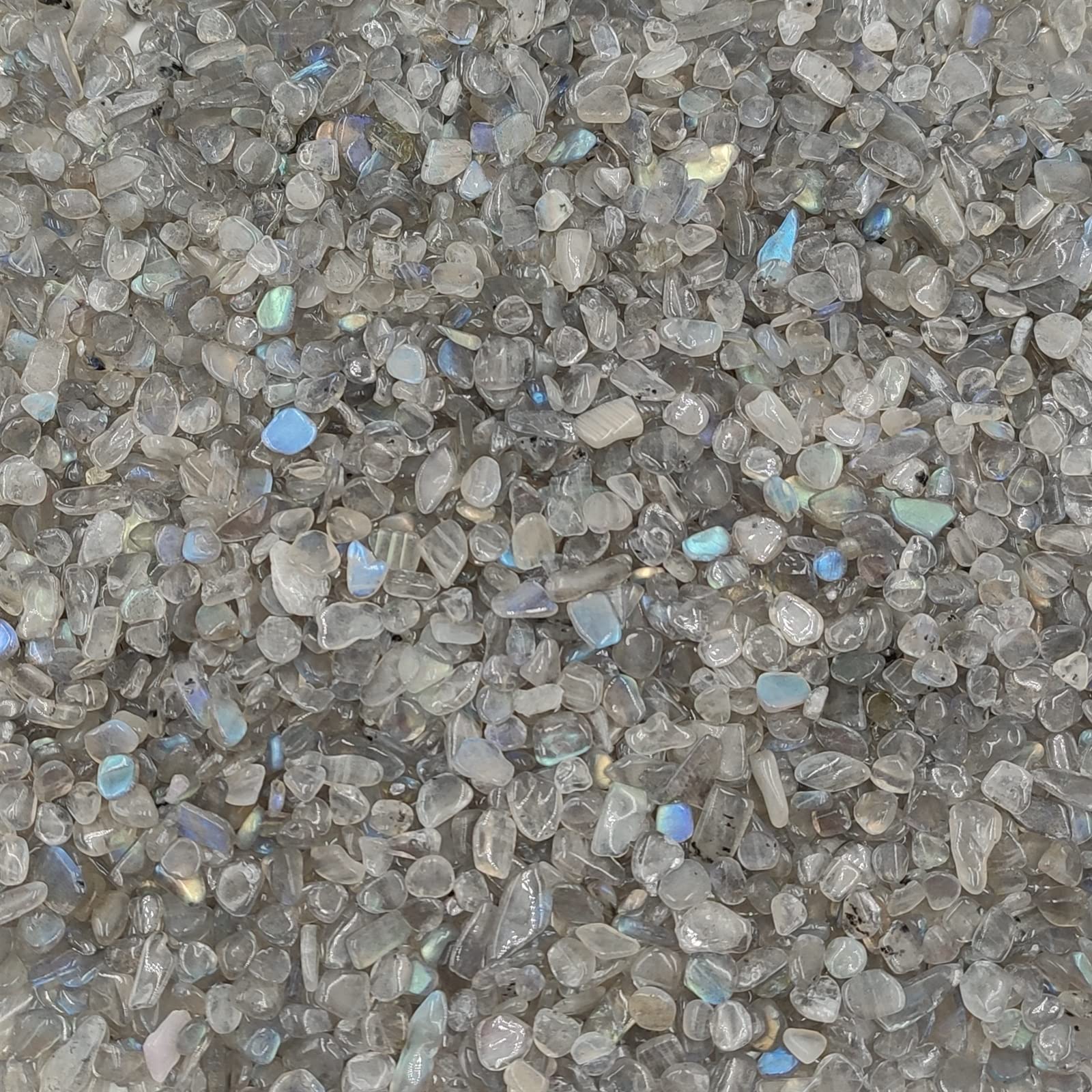 Paquete de 50g de Piedra Lunar Gris Natural, Grava, Piedra labradorita, Piedra Preciosa de Cristal, Regalo for Acuario, habitación del hogar MZOGODWI