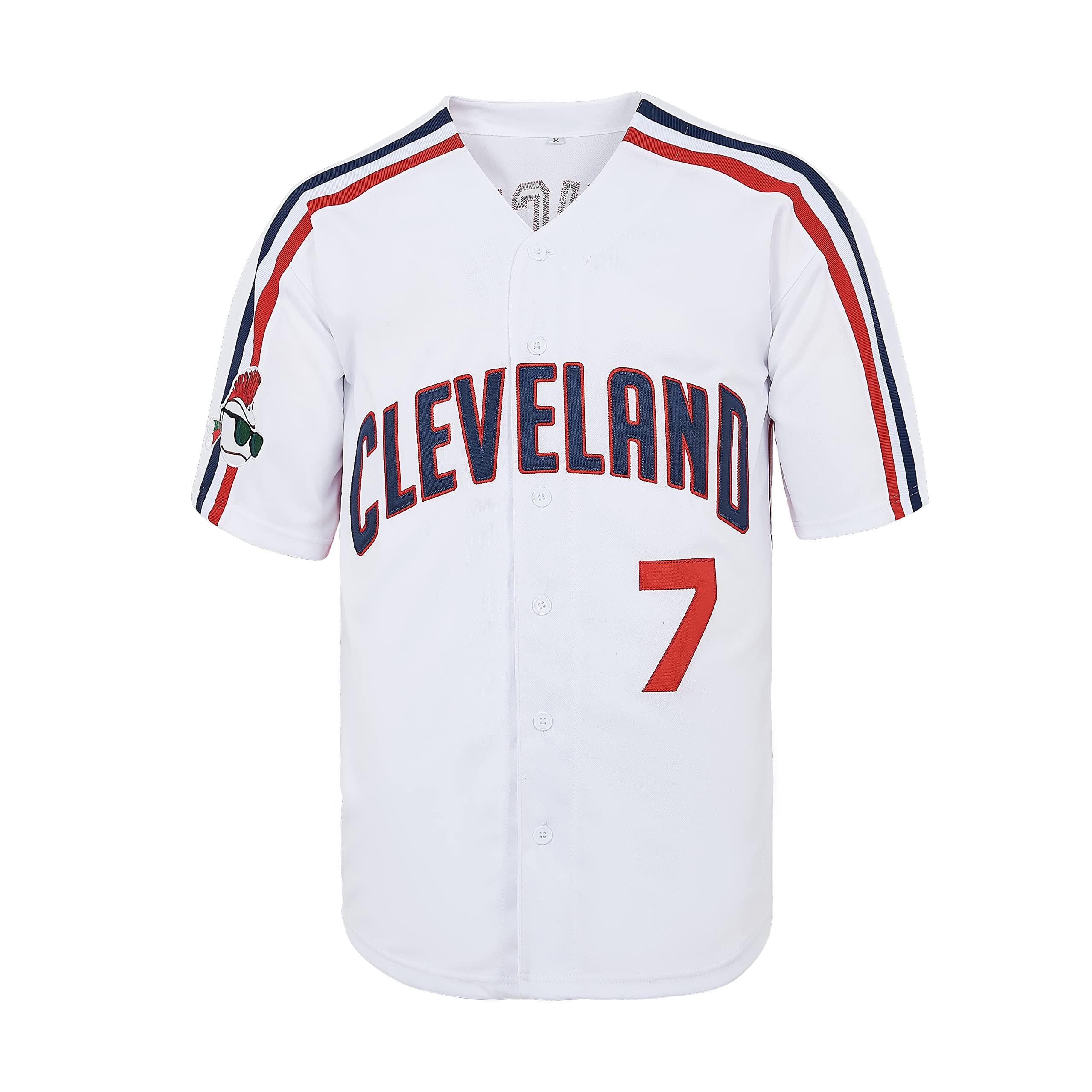 Yseohb Men's Ricky Vaughn 7 Movie Baseball Jersey,90s Hip Hop Clothing Stitched Sports Fan Shirt Jersey White XL