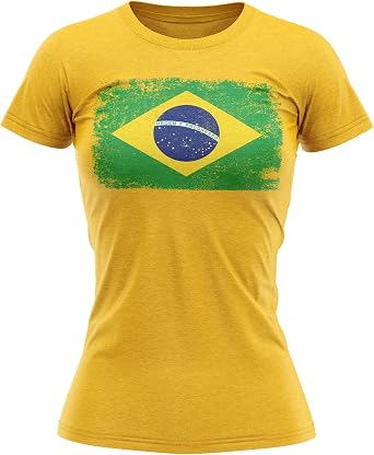Purple Print House Womens Brazil T Shirt Brasil Brazilian Football Soccer Shirts for Her