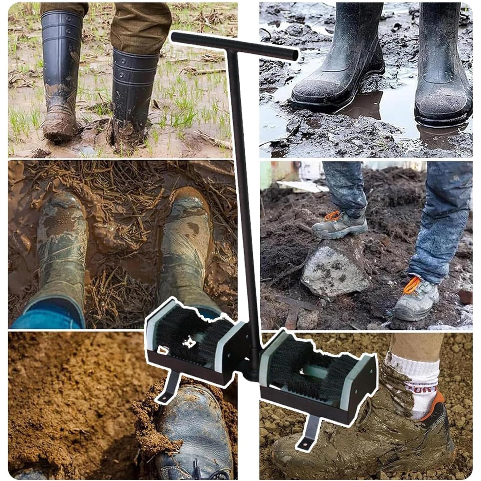 Limpiador de botas con asa, elimina eficazmente el barro y la nieve de las suelas, ideal para puerta delantera y uso en el jardín