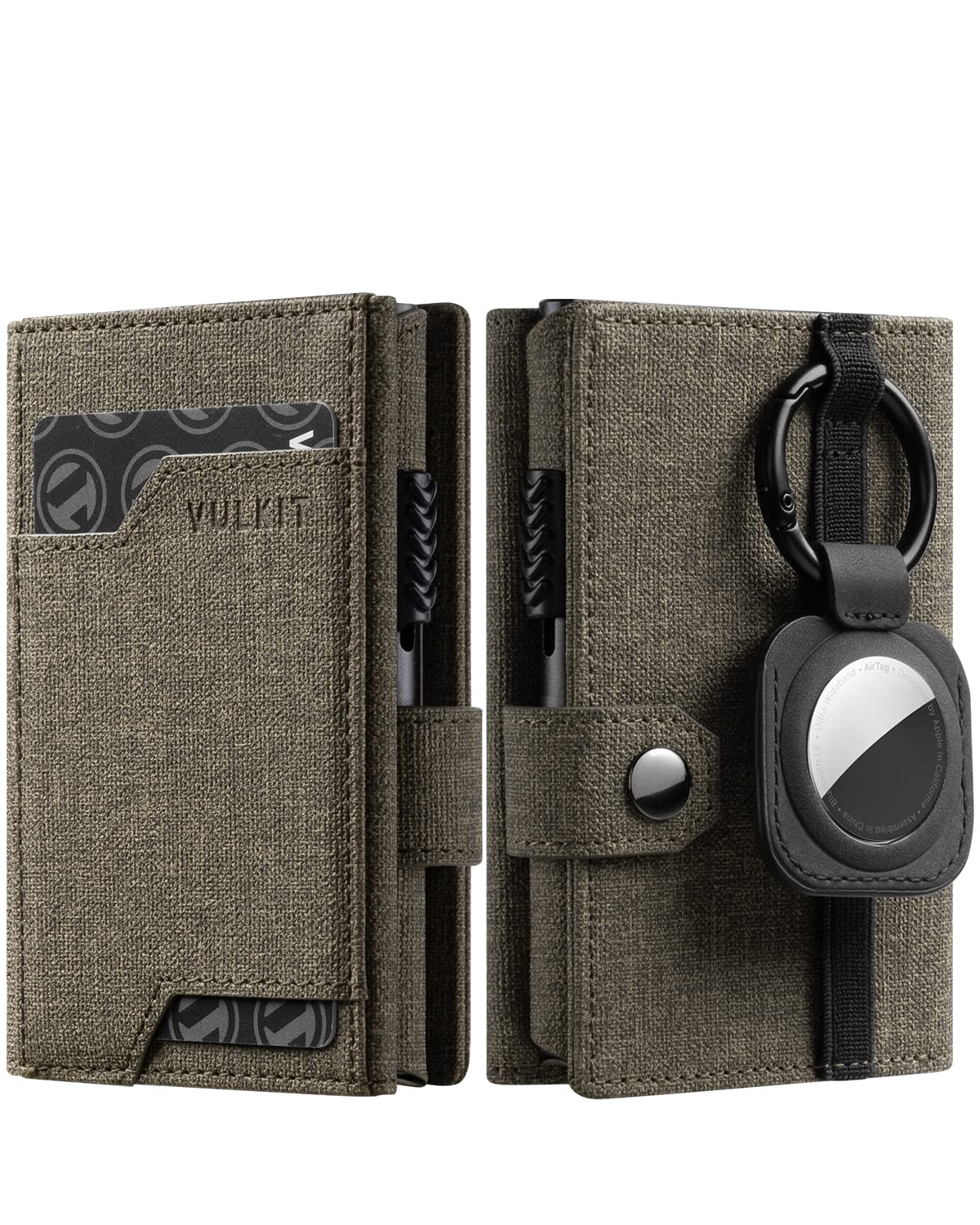 Airtag Wallet Credit Card Holders for Men RFID Blocking with ID Window Pop Up Card Holder Wallet with Removable AirTag Holder Keyring, Green