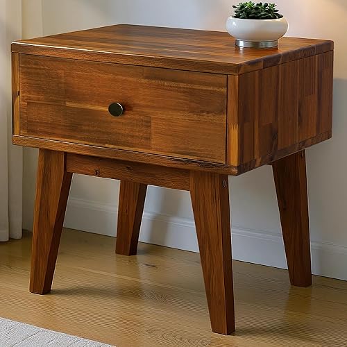 Acacia Sofia Nightstand with Drawer, Bedside Table, Solid Wood Bedside