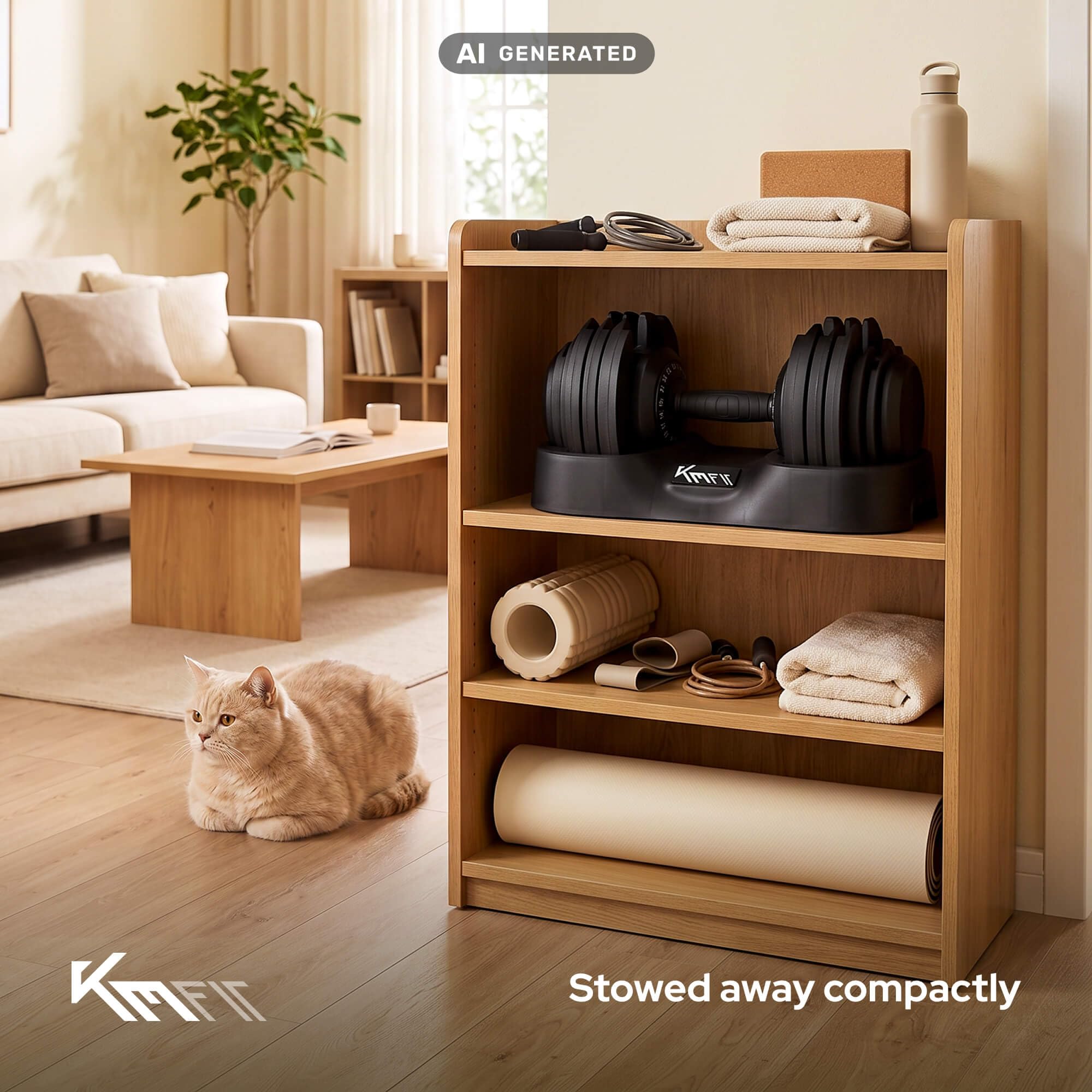 KM-Fit Regulowany hantel 25 kg pojedynczy, 18 poziomów, siłownia domowa | 2,5–25 kg z regulacją jedną ręką, systemem Stop-Lock, ciężarami z żeliwa i bazą