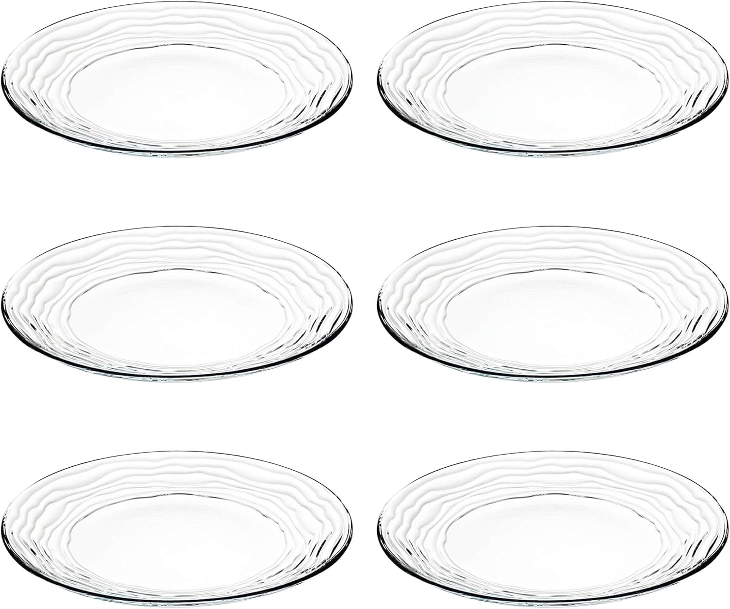 Barski - European Glass - Salad - Dessert - Plate - Artistically Designed - 8" Diameter - Set of 6 - Made in Europe