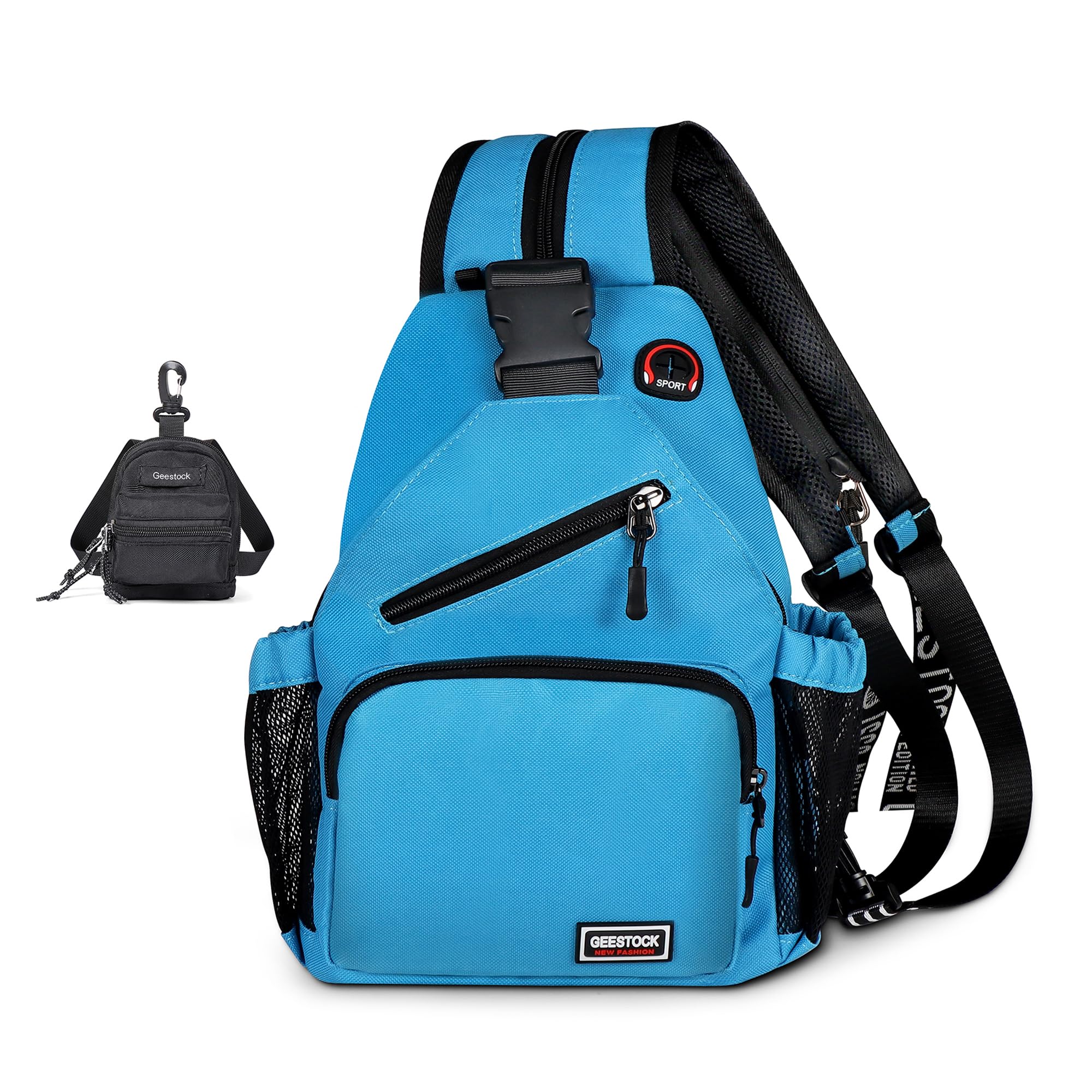 Geestock Crossbody Sling Bag for Men Women 13 4 Large Convertible Sling Backpack with Headphone Hole Fit 10