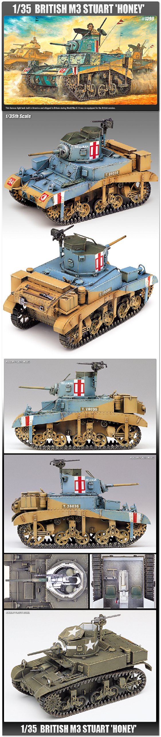 Academy Modellbausatz M3 Stuart Honey 13270, Maßstab 1/35